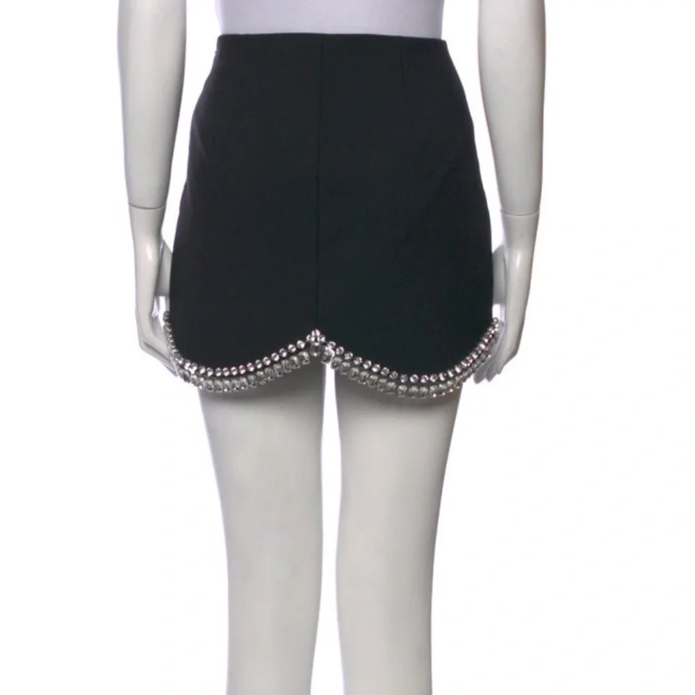 AREA Scallop Mini Skirt with Crystal Embellishments Size US 4 - Picture 4 of 8